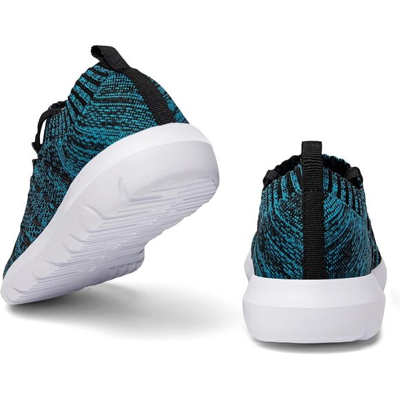 Women Black-Blue Running Breathable Knitting flexible Mesh Sports Shoes Sneaker - Picture 4 of 7